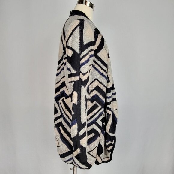 Lucky Brand Intarsia Draped Geometric Open Front Cardigan Womens Size Medium - Picture 6 of 11